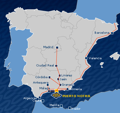 Mapa de España autovias Puerto Motril