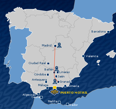 Mapa de España comunicaciones férreas Puerto Motril